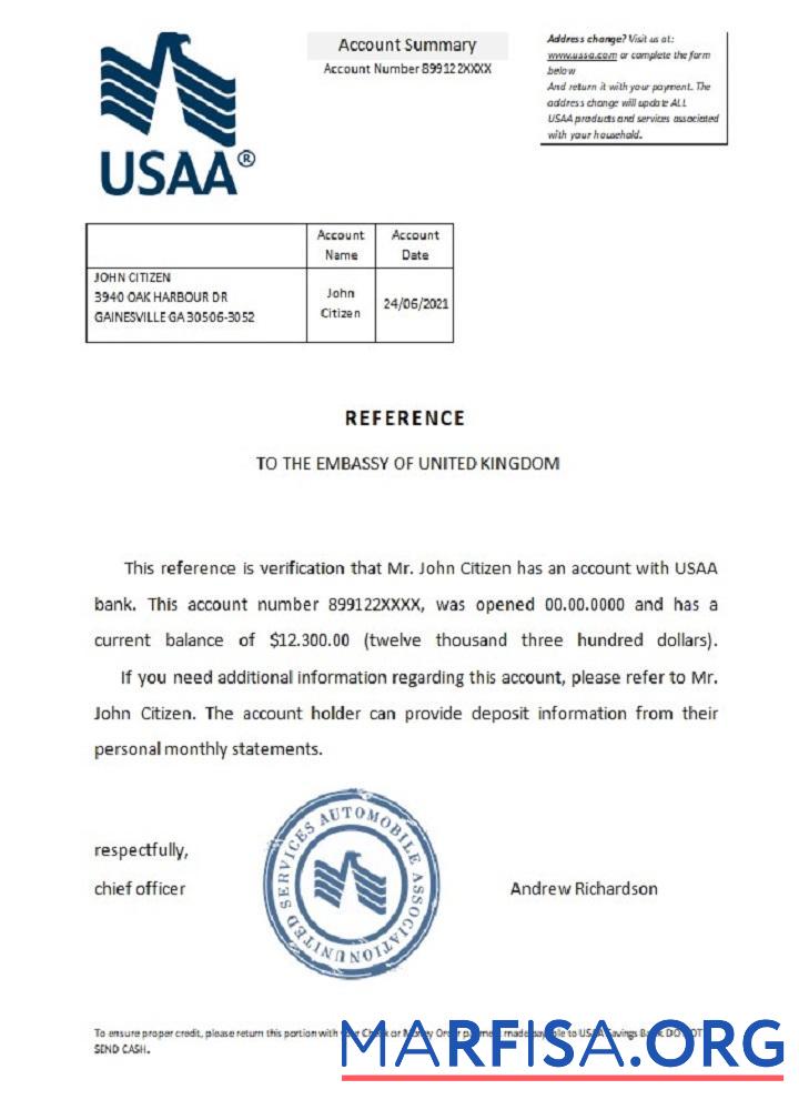 Downloadable USA USAA reference example